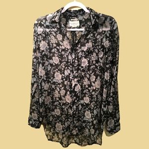 Ralph Lauren Denim & Supply Sheer black Floral Top